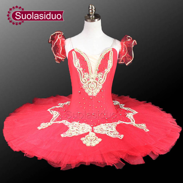 Gilr's Red Ballet Tutu Stage Costume Classical Ballet Tutu Professional Ballet Costumes Tutu Dance Costumes SD0011