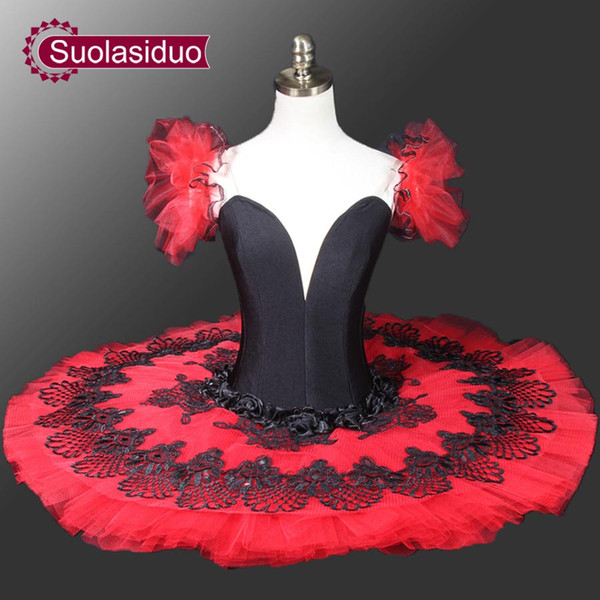 Don Quixote Professional Tutus Red Black Pancake Ballet Costumes Performance Classical Ballet Tutu Nutcracker Tutu Red SD0026