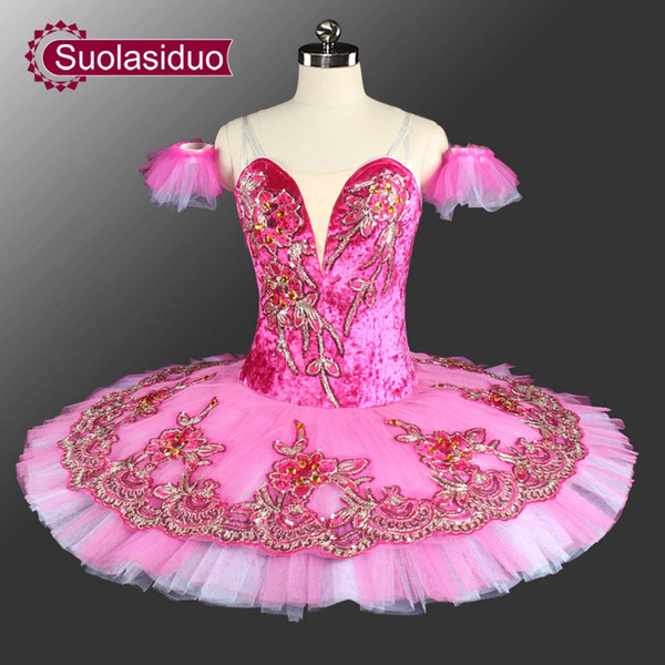 Adult Rose Red Professional Ballet Tutu Costumes Women Stage Performance Dresses Grils Ballet Dance Apperal Children Ballet Skirt