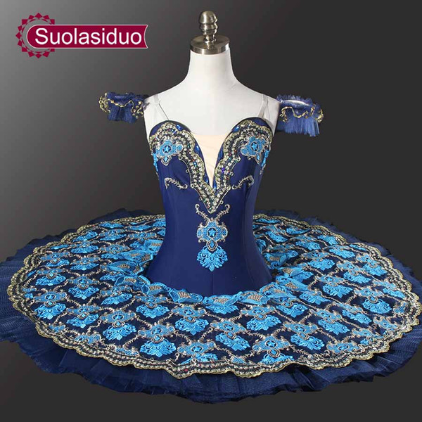 Wholesale Navy Professional Ballerina Tutu Classical Ballet Tutu Costume Stage Performance Royal Blue Swan Tutu Dancewear SD0030