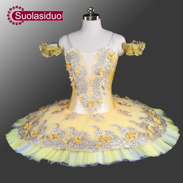 Canary Fairy Professional Ballet Tutu Adult Classica Platter Tutu Ballet Costume Ballerina Yellow Tutu Classical Stage Dancewear SD0057