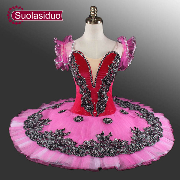 Velvet Professional Ballet Tutu Rose Red Classical Ballet Tutu Swan Lake Blue Stage Costumes Adult Black Ballet Tutus SD0013