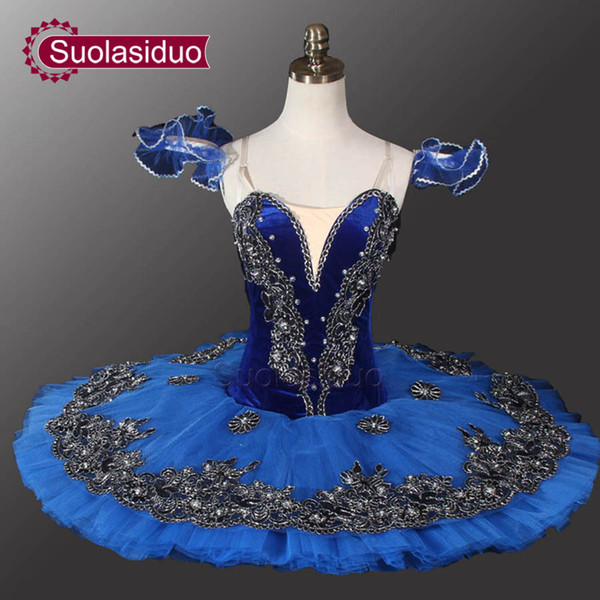 Velvet Blue Bird Ballet Tutu Black Swan Ballet Tutu Professional Ballet Tutu For Competiton Or Performance SD0013