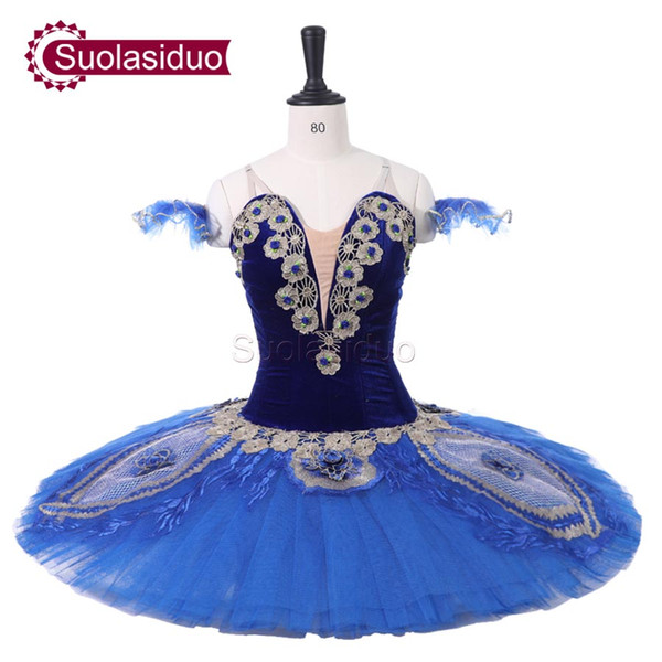 Adult Blue Professional Ballet Tutu Peacock Plum blossom Stage Performance Apperal Children Ballet Dance Competition Costumes Girls Dress