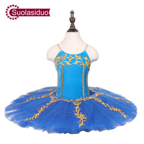 Girls Blue Ballet Tutu Stage Wear Adult Ballet Dance Performance Competition Apperal Children Ballet Dresses