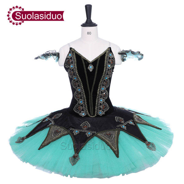 Adult Black Ballet Tutu Swan Lake Performance Stage Wear Women Green Ballet Dance Competition Costumes Girls Ballet Skirt Apperal