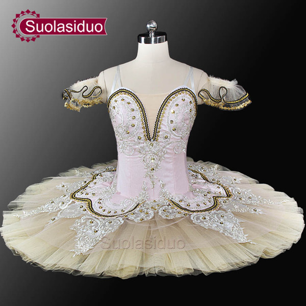 Adult Beige Ballet Tutu Professional Stage Dancewear Pink And Beige Classical Ballet Performance Costume Customized SD0028