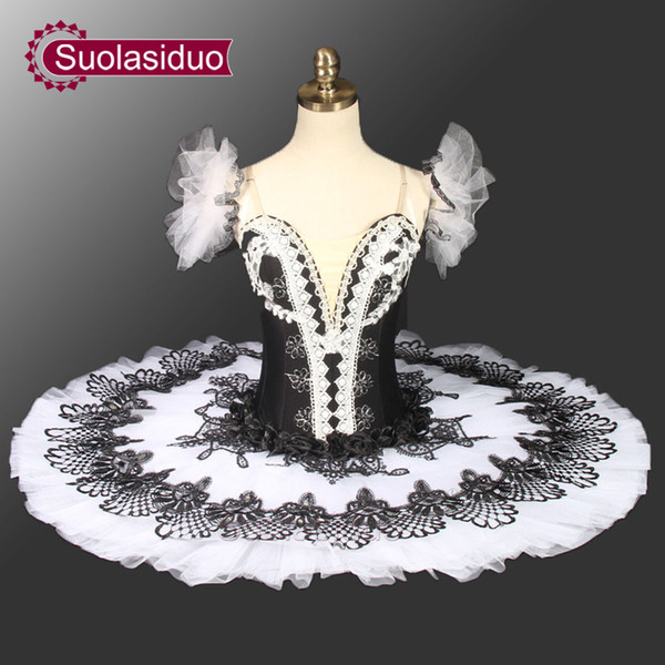 Black White Professional Ballet Tutu For Girls Pancake Tutu Kids Costume Dancing Classical Tutu For Dance SD0026