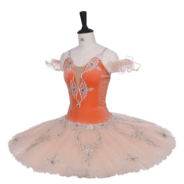 Women Orange Ballet Tutu The Fairy Stage Wear Adult Classical Ballet Dance Performance Competition Costumes Girls Ballet Skirt