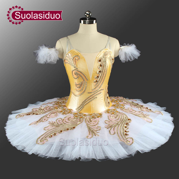 Women Yellow Fashion Ballet Tutu Stage Wear Costumes The Sleeping Beauty Ballet Dance Performance Competition Apperal Girs Ballet Dresses