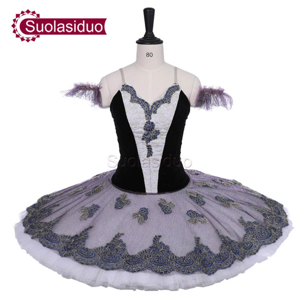 Women Black Professional Stage Ballet Tutu Costumes Adult Classical Pancake Fairy Performance Competition Apperal Girls Ballet Dance Skirt