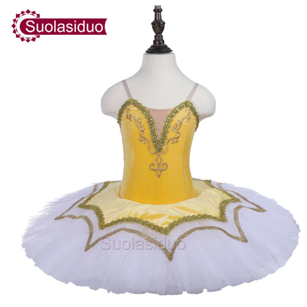 Toddler Yellow Ballet Tutu Professional Stage Apparel Girls Ballet Dance Performance Competition Dresses Adult Fashion Skirt