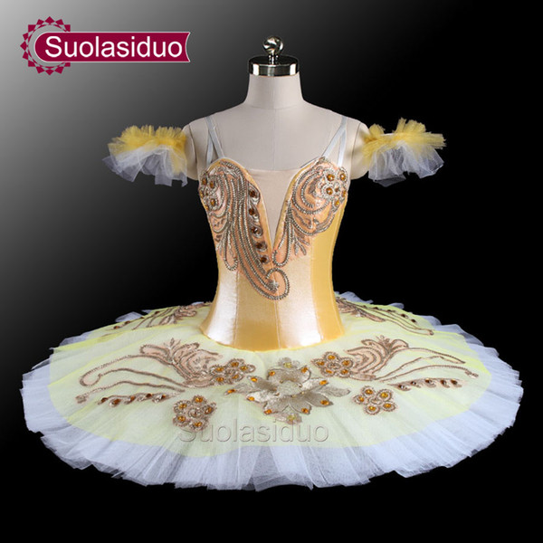 Sugar Plum Fairy Gold Professional Ballet Tutu Girl's Pancake Princess Florina Classical Ballet Stage Costumes SD0073