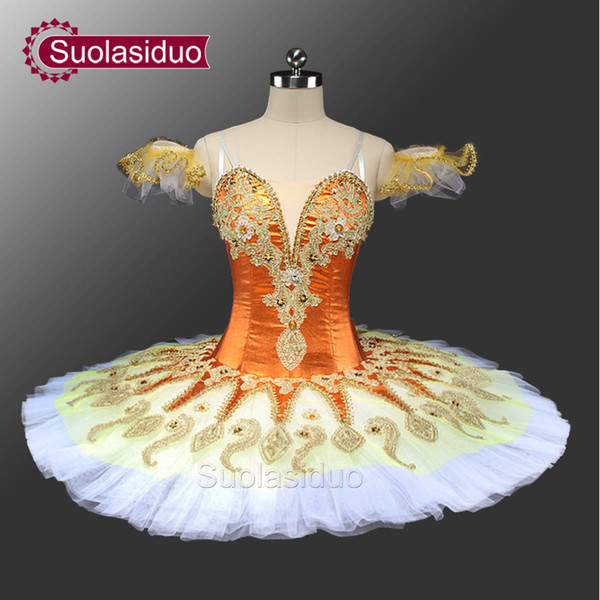 Women Orange Ballet Tutu Stage Wear Don Quixote Ballet Dance Performance Competition Costumes Girls Blue Ballet Dresses Apperal