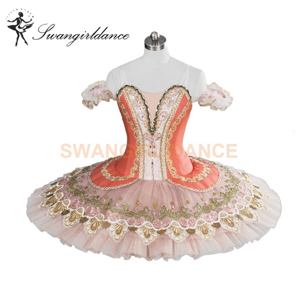 Women 2017 YAGP Competition Professional Ballet Tutus for Girls Dark Pink Beige Classical Ballet Tutu Stage Costume BT9098