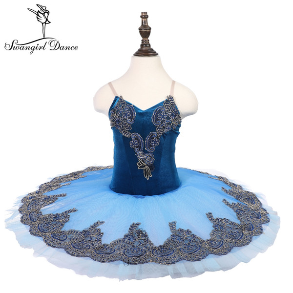 women Ballerina blue sleeping beauty performance stage pancake tutu dress costume adult dance tutu for girls18081