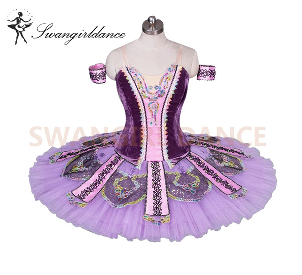 Women Professional Ballet Tutus Purple Adult Ballet Stage Costume Performance Pancake TutuBT9033