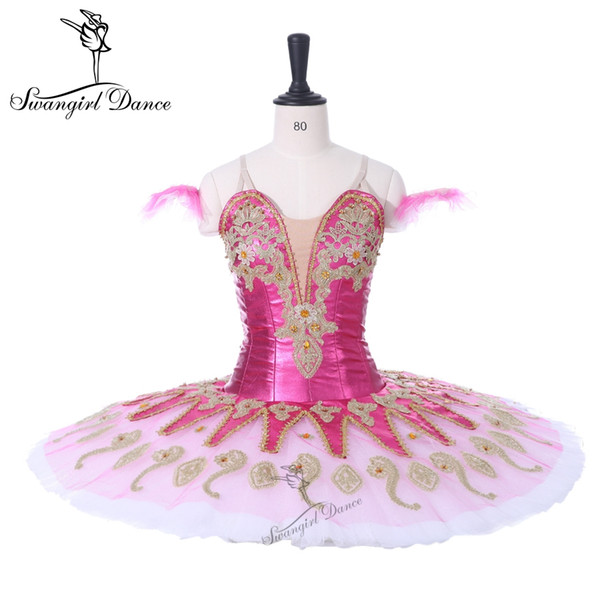 Women Paquita Dark Pink Competitons Stage Costumes Tutu For Girls Professional Ballet Tutu Classical Adult BT9134G