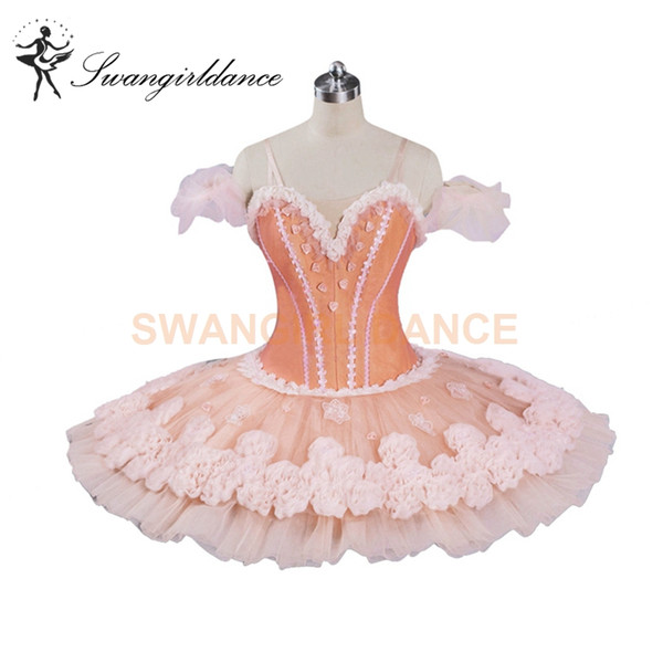 Pink Peach Ballet Tutu Romance Ballerina Pancake Platter Tutu Women Professional Ballet Tutu Clsssic BT9074