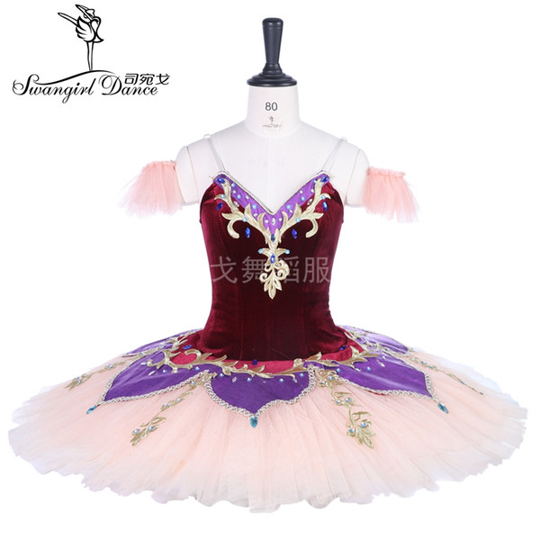 wine red Classical Ballet dress Women Pancake professional ballet tutu Nutcracker Ballerina costumes for girlsBT9261