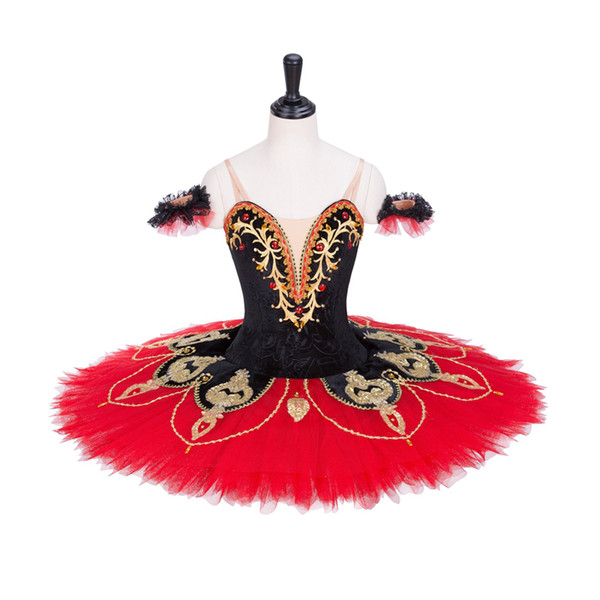 AP050 Black Red Don Quixote Professional Ballet Tutu Cosutmes Women Nutcracker Pancake Classical Ballet Tutu Cosutmes Girls