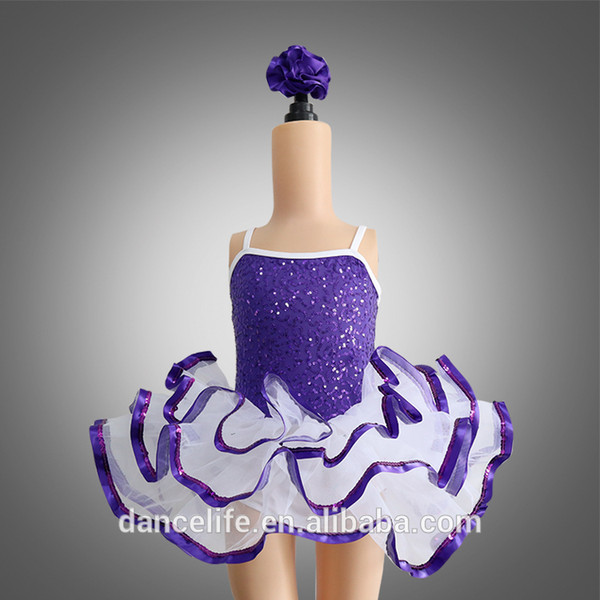 Free DL061 Colorful purple ballet skirt ballet tutu girls kids dance wear spark dance dress