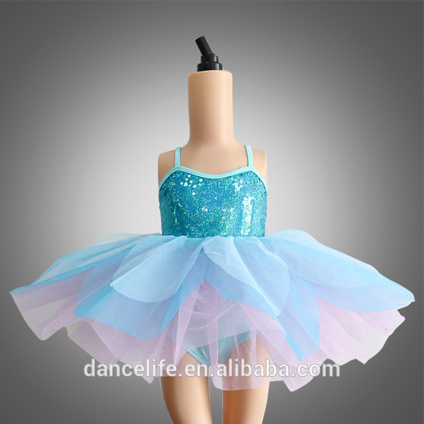 Free DL029 blue Halloween kids costumes wholesale show dance wear lyrical dance dress