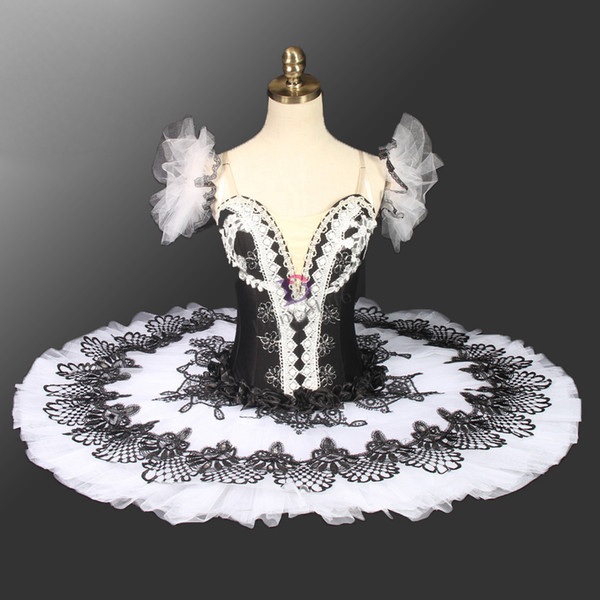 AP079 black white professional ballet tutu girls pancake tutu performance classical ballet cosutmes nutcracker tutu black