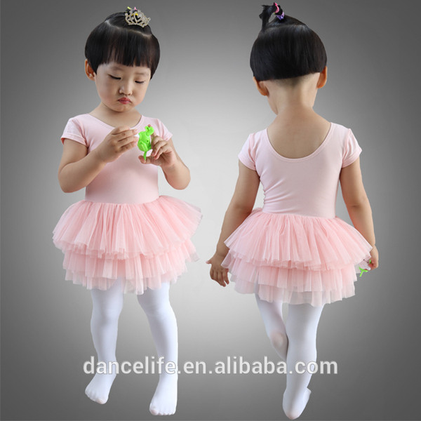 Free dl0610 mesh ballet tutu dress wholesale bulk pink tutu dress for short sleeves kids ballet dance tutu dress