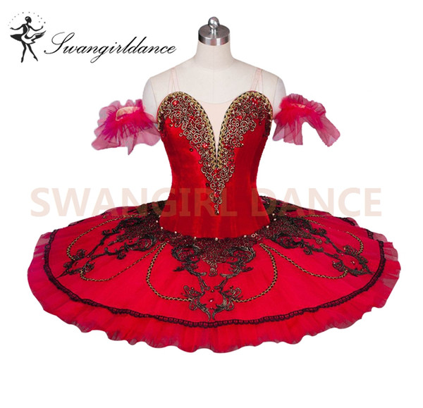 Adult Women Professional Ballet Tutu Red Black Don Quixote Ballet Stage Costume Girls Performance Ballet Tutu AttireBT9025