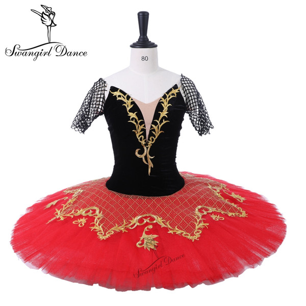 Don Quixote Performance Stgae Tutu Girls Black Red Professional Classical Ballet Tutu Dress Ballerina Paltter Tutus BT9214