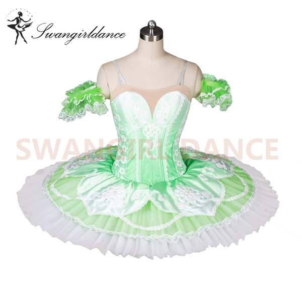 The Nucracker Variation Grass Green Competiton Ballet Tutu Girls Kids Pancake Tutu DressBT8985A