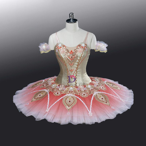 AP124 new arrival fluffy professional tutu girls dark orange classical pancake ballet costumes fairy ballet tutu dress