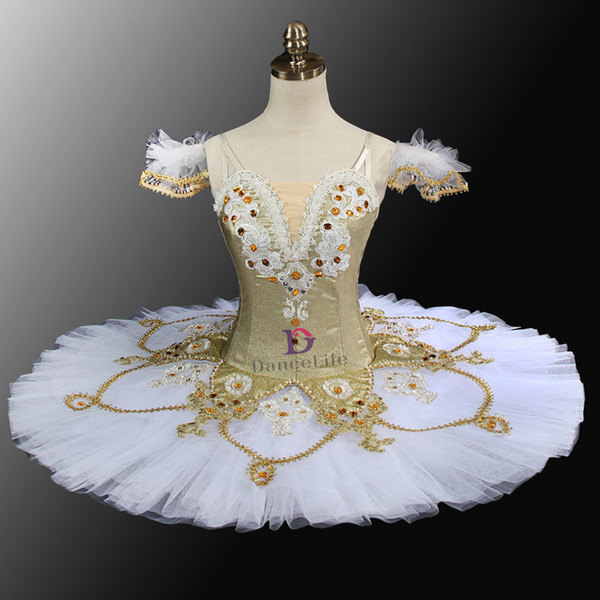 AP125 high quality white gold ballet tutu professional pancake tutu classical ballerina tutu dance costumes