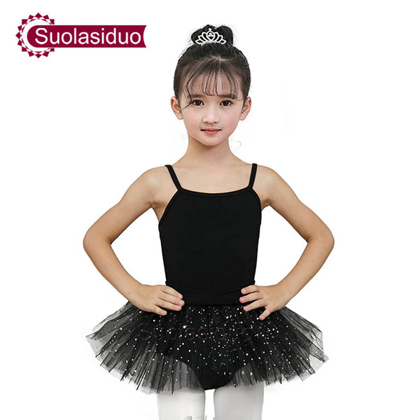 Girls Ballet Dancing Dresses Costumes Kids Black Ballet Leotards Practise Clothing Ballet Performance Dancewear Dancing Skirt