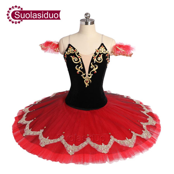 Adult Black Red Ballet Tutu Stage Wear Swan Laket Ballet Dance Performance Competition Apperal Women Ballet Dresses