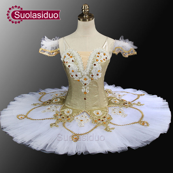 White Gold Ballet Tutu Professional Tutu Pancake Classical Ballet Tutu Stage Costumes Hot Sale SD0024