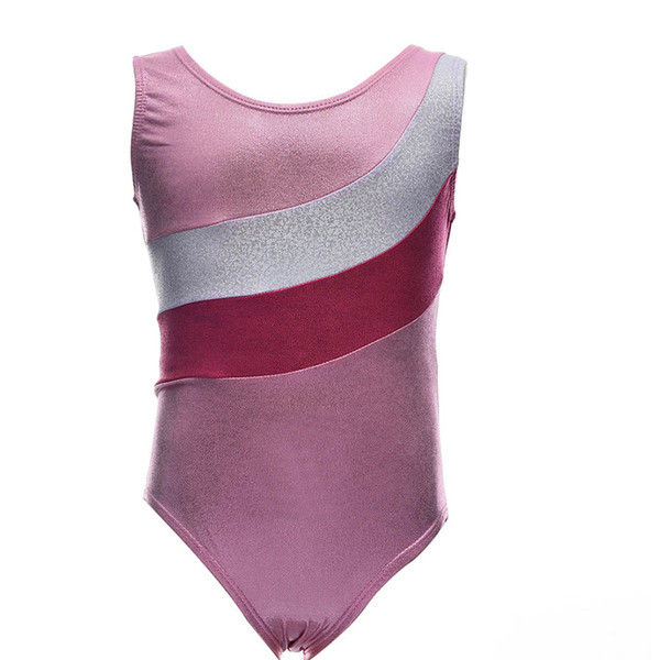 Girls Pink Ballet Dance Leotards Children Spandex Girls Dancewear Shiny Metallic Gymnastics Sport Suits for Kids