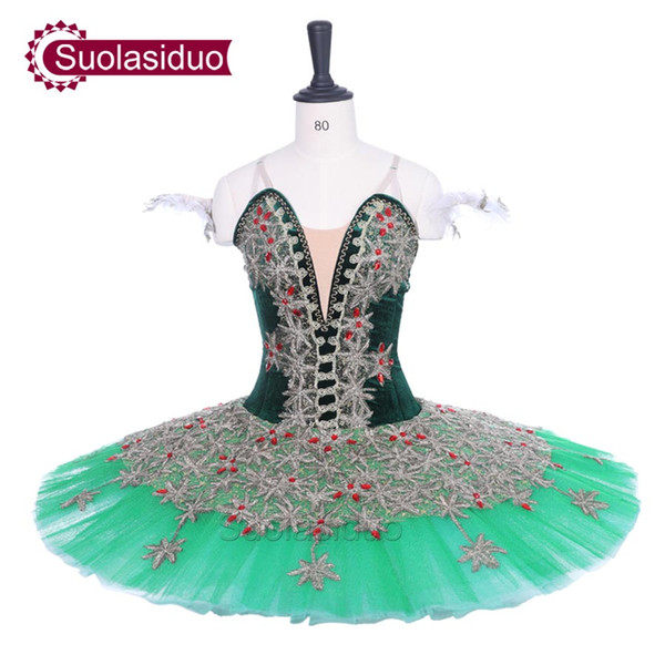 Women Dark Green Ballet Tutu Don Quixote Performance Stage Wear Adult Ballet Dance Competition Costumes Girls Ballet Skirt Apperal