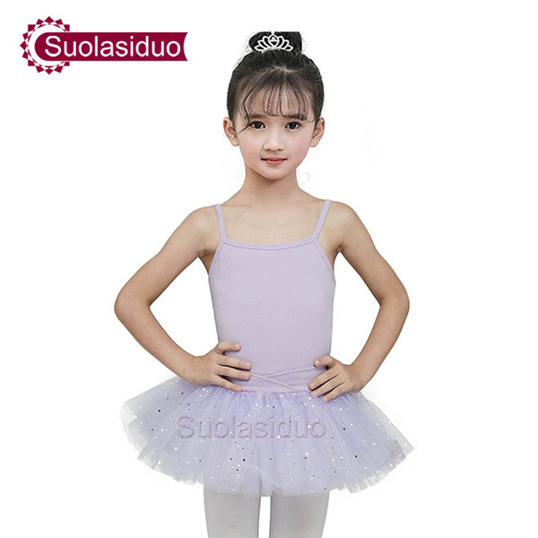 Girls Purple Dancing Dresses Costumes Children Ballet Leotards Practise Clothing Ballet Performance Dancewear Kids Dancing Skirt