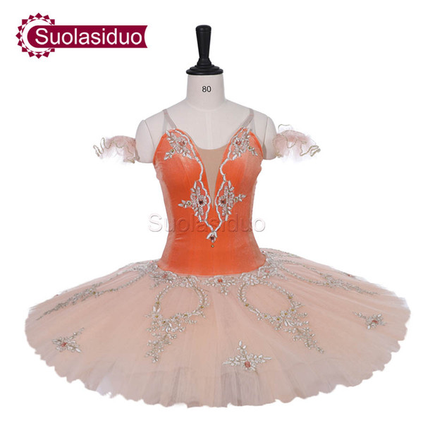 Women Orange Classical Ballet Tutu The Sleeping Beauty Stage Performance Apperal Children Ballet Dance Competition Costumes Ballet Skirt