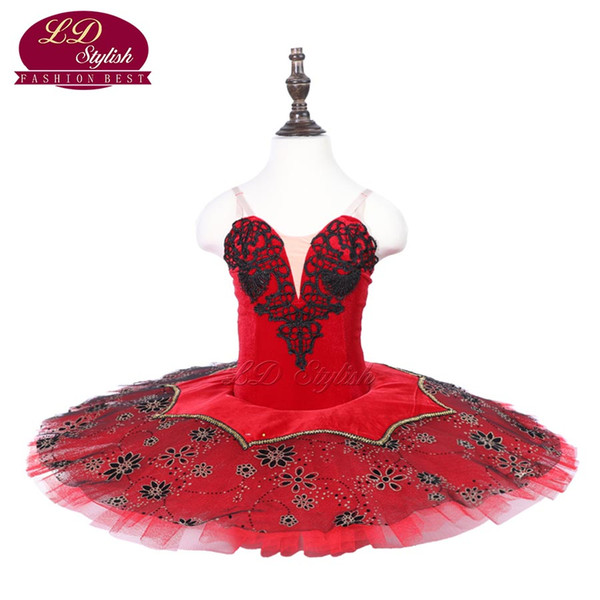 Children Red Ballet Tutu Classical Stage Performance Apparel Girls Ballet Dance Fashion Skirt Adult Ballet Dresses