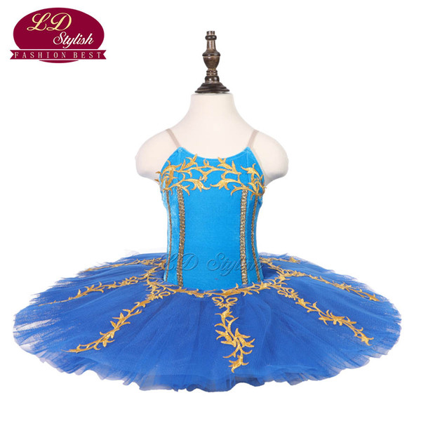 Girls Blue Ballet Tutu Stage Wear Adult Ballet Dance Performance Competition Apperal Children Ballet Dresses