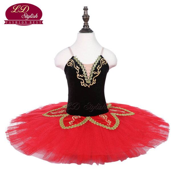 Children Black Ballet Tutu The Nutcracker Performance Stage Wear Girls Red Ballet Dance Competition Costumes Kids Ballet Skirt