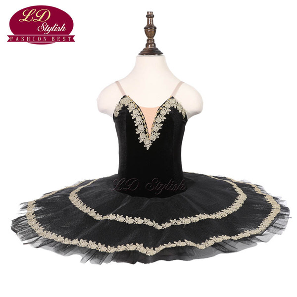 Girls Black Ballet Tutu Stage Wear Adult Ballet Dance Performance Competition Apperal Children Ballet Dresses