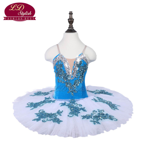 Children Blue Classical Ballet Tutu Stage Apparel Girls Professional Ballet Dance Performance Dresses Toddler Fashion Skirt