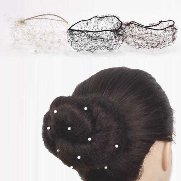 Pearl Women Bun Cover Snood Ballet Dance Skating Hair Net Girl Hairband Hair Accessories Brown Invisible Elastic Ballet Bun Cap