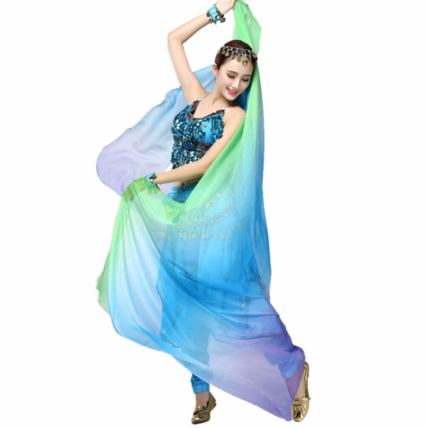 Novelty Gradient Veil Shawl Face shawl wrap Scarf Women Dance Belly Bollywood Costume Silk-like