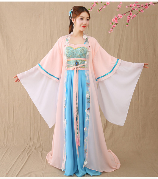 summer dance costumes woman long sleeves top chinese classical dance costume water girl hanfu princess dress ancient fairy