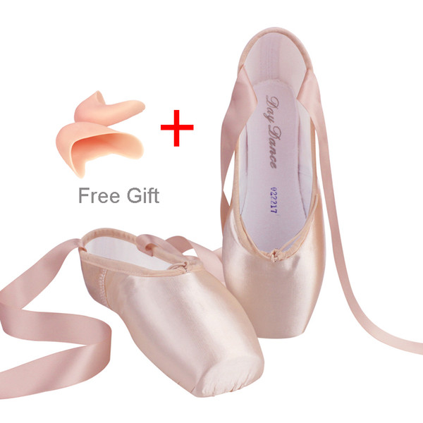 Professional Ballet Pointe Shoes Satin Pink Ballet Dance Shoes With Toe Pad